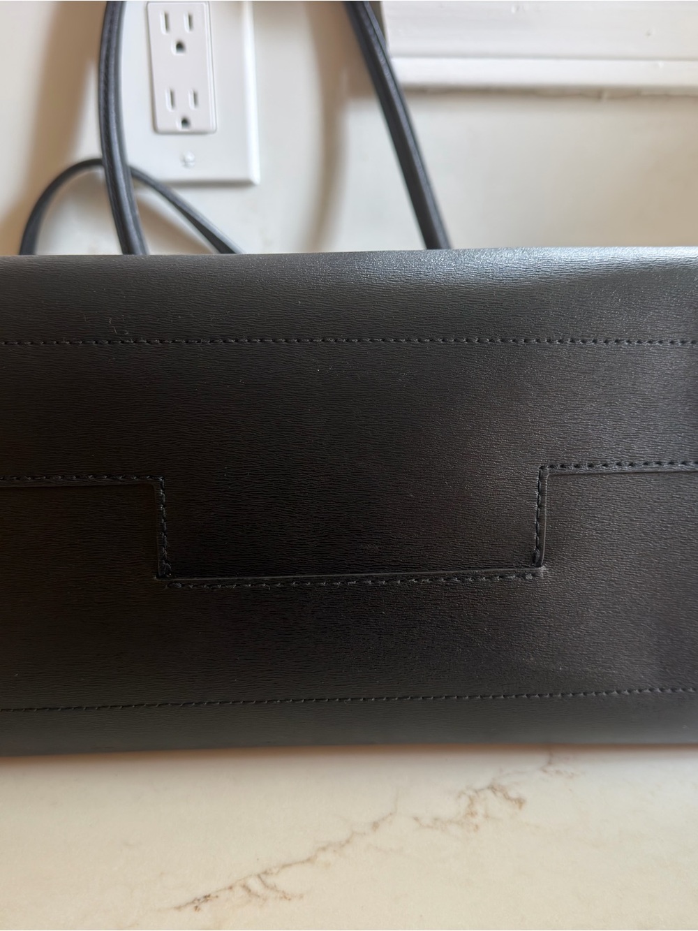 Tory Burch Black Leather Tote with Gold Logo - Picture 4 of 6